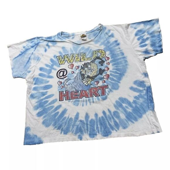 Warner Bros. Tops - Vtg 2000 LOONEY TUNES Tazmanian Devil Wild Heart Taz Shirt Womens 26W/28W TieDye